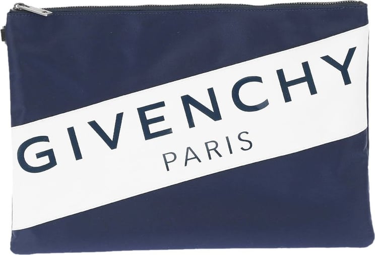 Givenchy Xl Pochette Logo Clutch Bag Blauw