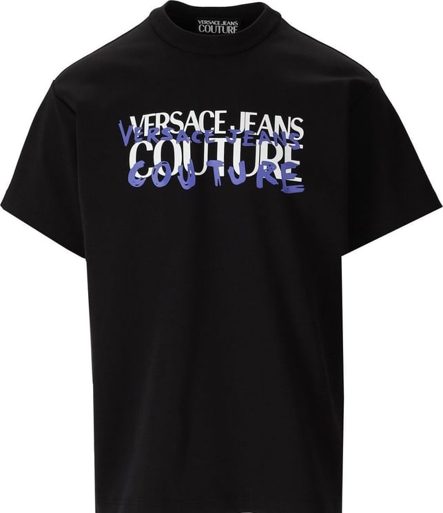 Versace Jeans Couture Logo Graffiti Black T-shirt Black Zwart