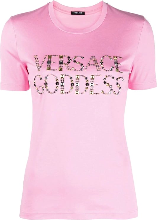Versace logo-embellished T-shirt Roze