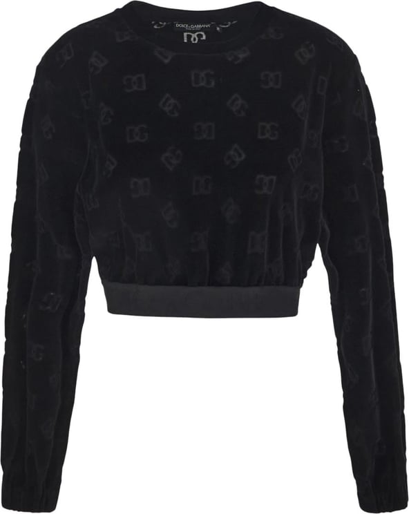 Dolce & Gabbana Flocked Jersey Sweatshirt Zwart