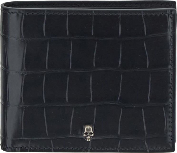 Alexander McQueen Embossed Croc Wallet Zwart