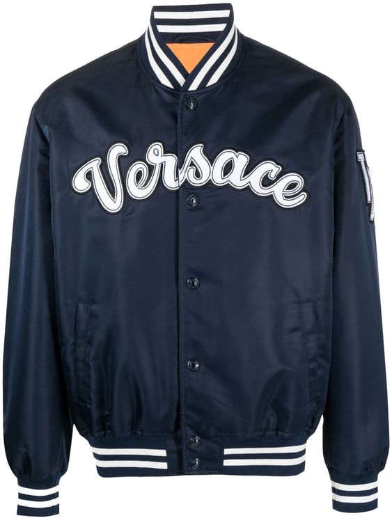 Versace Varsity Nylon Bomber Jacket Blauw