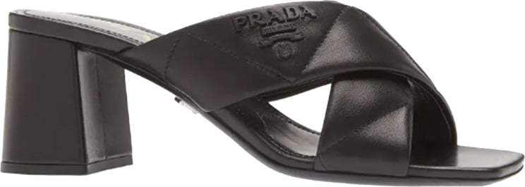 Prada Prada Logo Leather Sandals Zwart