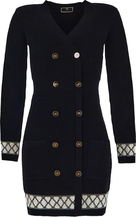 Elisabetta Franchi Knitted Coat Dress Zwart