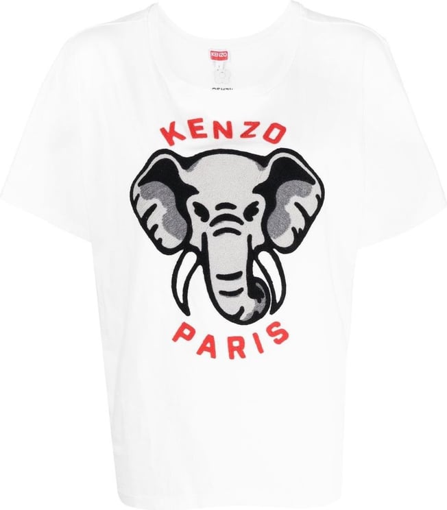Kenzo Elephant Embroidery T-Shirt Wit