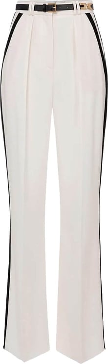 Elisabetta Franchi Butter Wide Leg Trousers With Belt White Wit