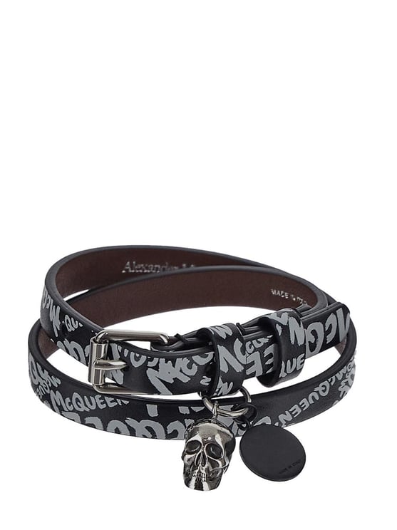 Alexander McQueen Double Wrap Bracelet All Over Zwart