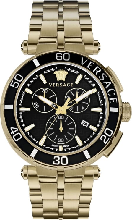 Versace VE3L00522 Greca Chrono heren horloge 45 mm Zwart