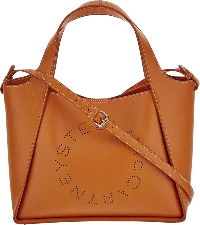 Stella McCartney Stella Logo Grainy Alter Mat Crossbody Bag Oranje