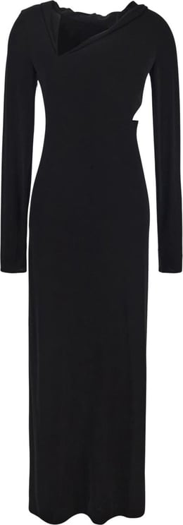 Versace Slashed Hoodie Long Dress Zwart
