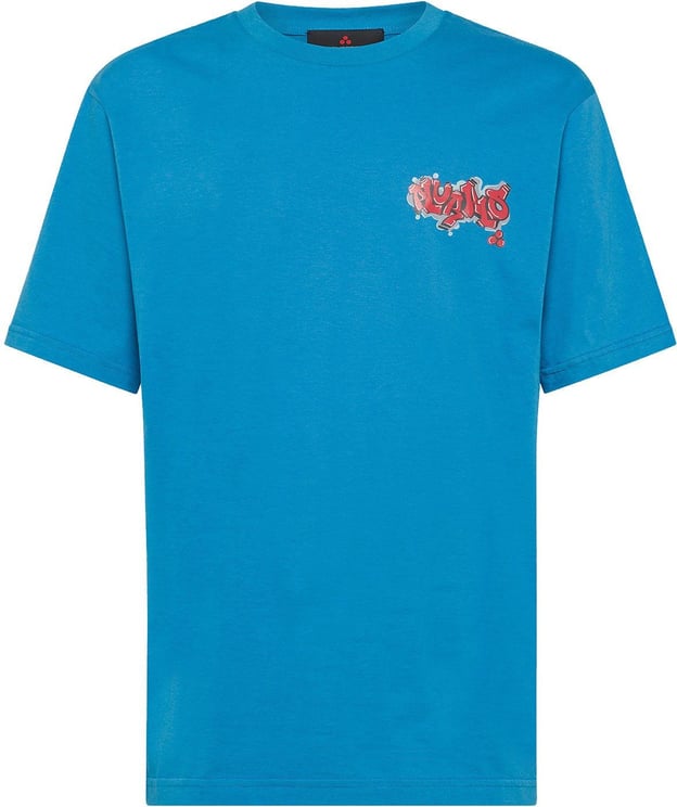 Peuterey CAMLOST PLU - GOTS-gecertificeerd katoenen T-shirt met print Blauw