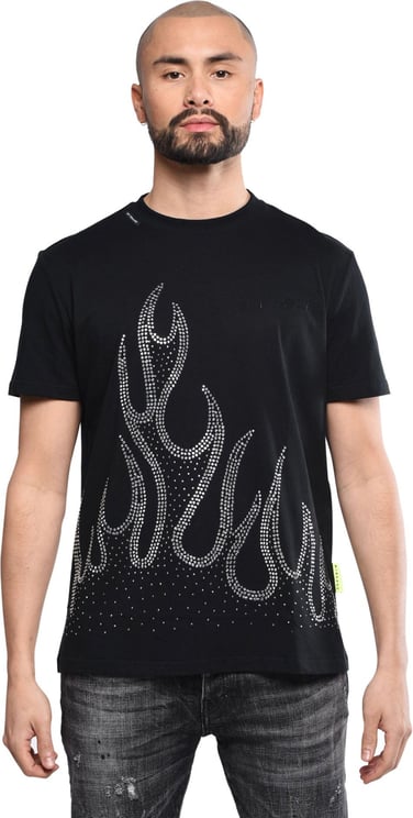 My Brand Black t-shirt with flames Zwart