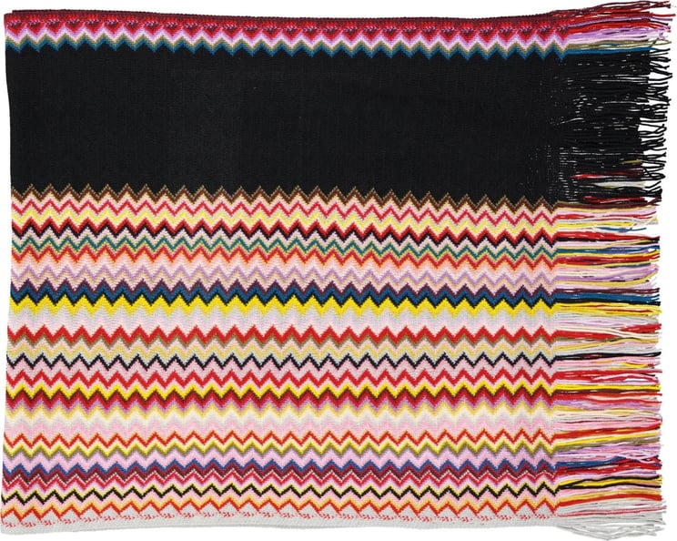 Missoni Missoni Fringed Crochet-Knit Scarf Zwart