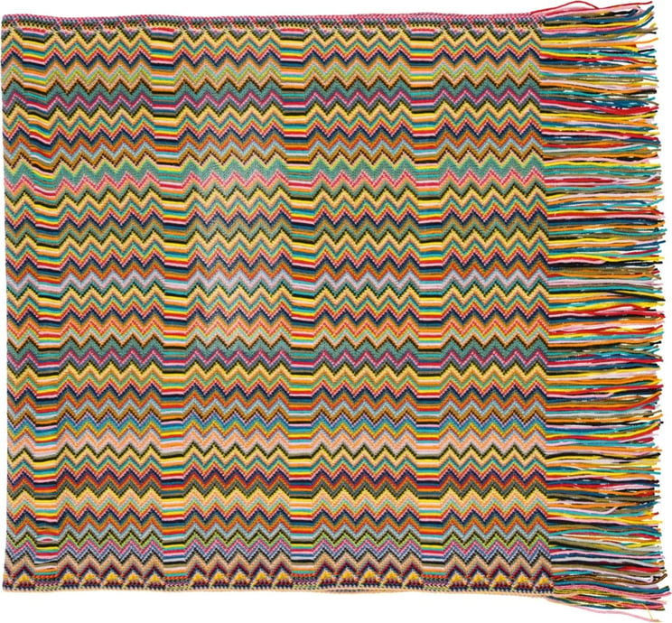 Missoni Missoni Fringed Crochet-Knit Scarf Geel