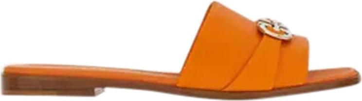 Ferragamo Gancini leather slide sandals Oranje
