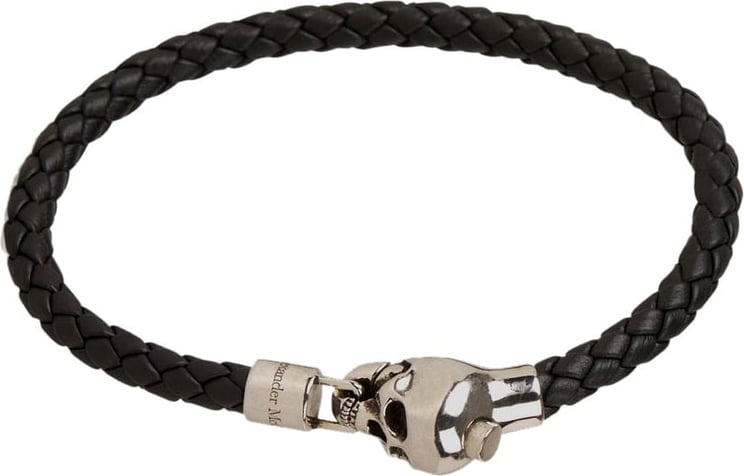 Alexander McQueen Skull Chain Leather Bracelet Zwart