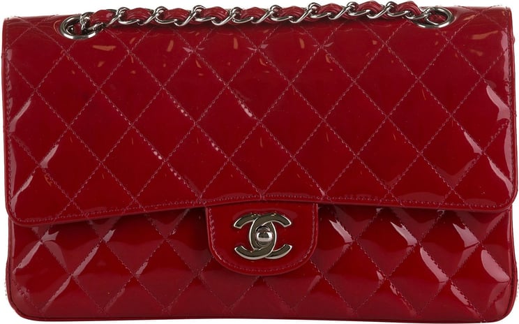 Chanel Medium Classic Patent Double Flap Rood