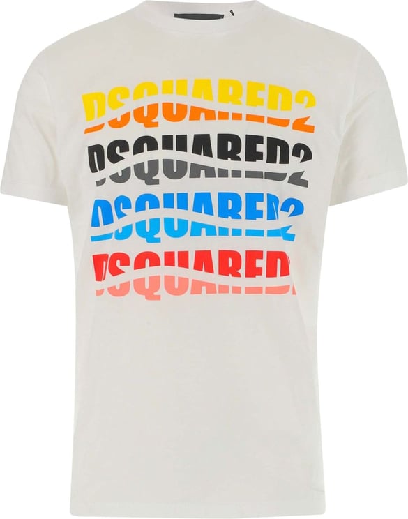 Dsquared2 T-Shirt white rainbow logo Wit