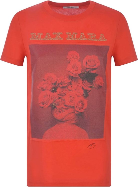 Max Mara Max Mara Cotton Printed T-Shirt Rood