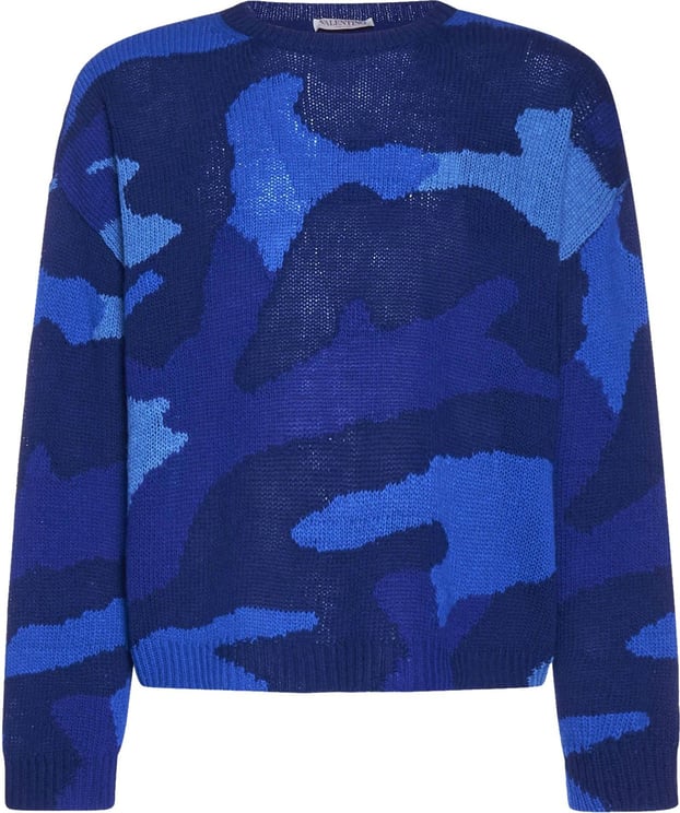 Valentino Valentino Wool Printed Sweater Blauw