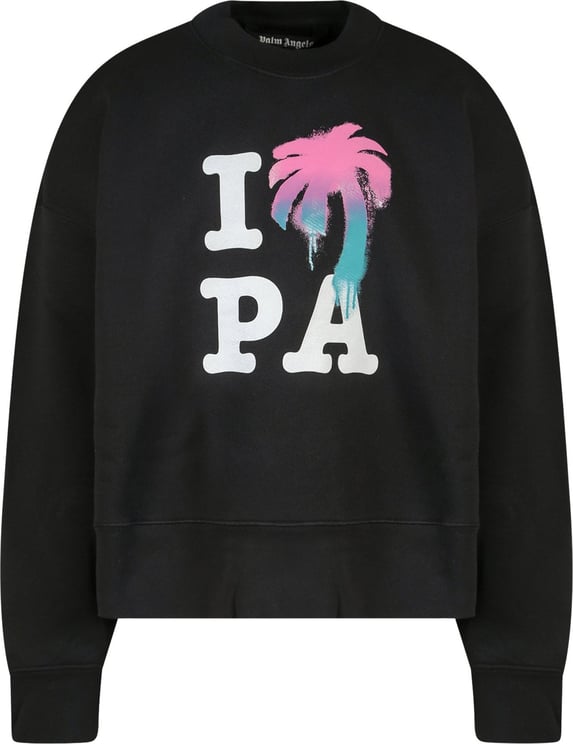 Palm Angels Organic cotton sweatshirt with I Love PA print Zwart