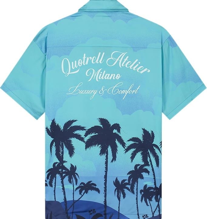 Quotrell Kailua Shirt | Turquoise/white Blauw