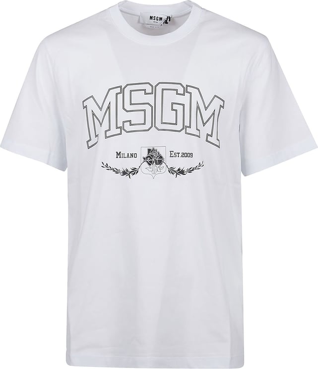 MSGM Logo Print T-shirt White Wit