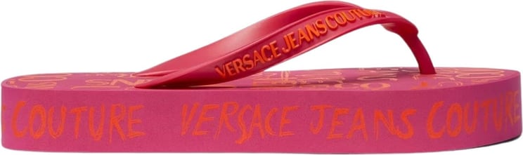Versace Jeans Couture Printed Slippers Roze
