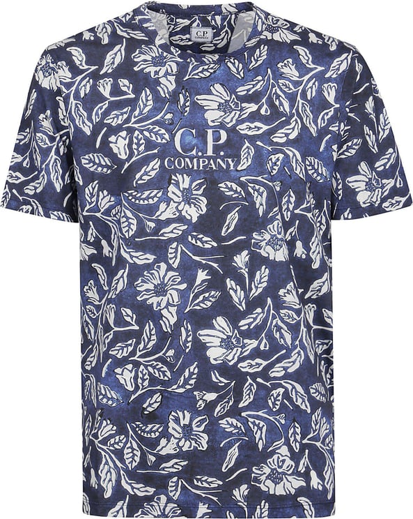 CP Company All-over Printed Jersey T-shirt Blue Blauw