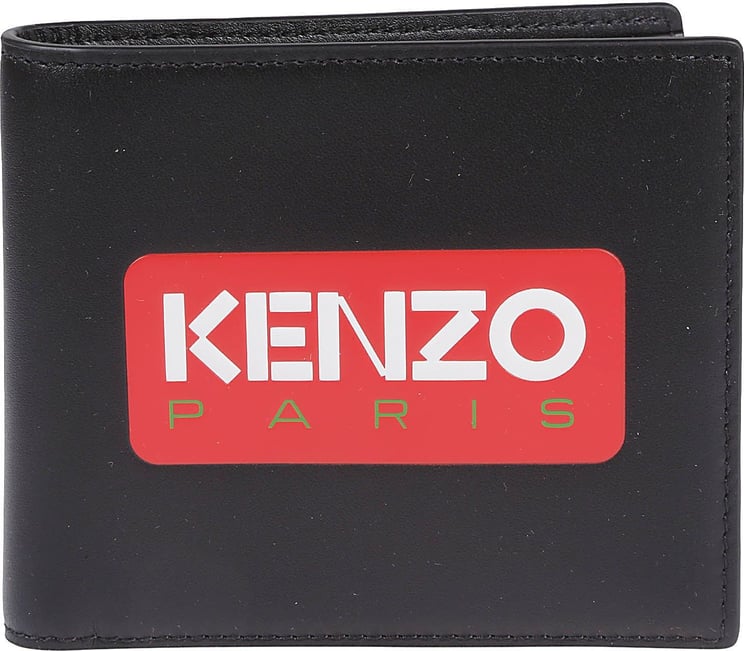 Kenzo Logo Fold Wallet Black Zwart
