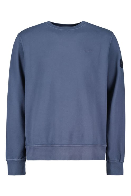 Airforce Sweater Garment Dyed Blauw