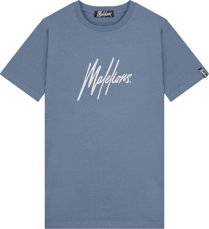 Malelions Essentials T-Shirt - Stone Blue/Whi Blauw