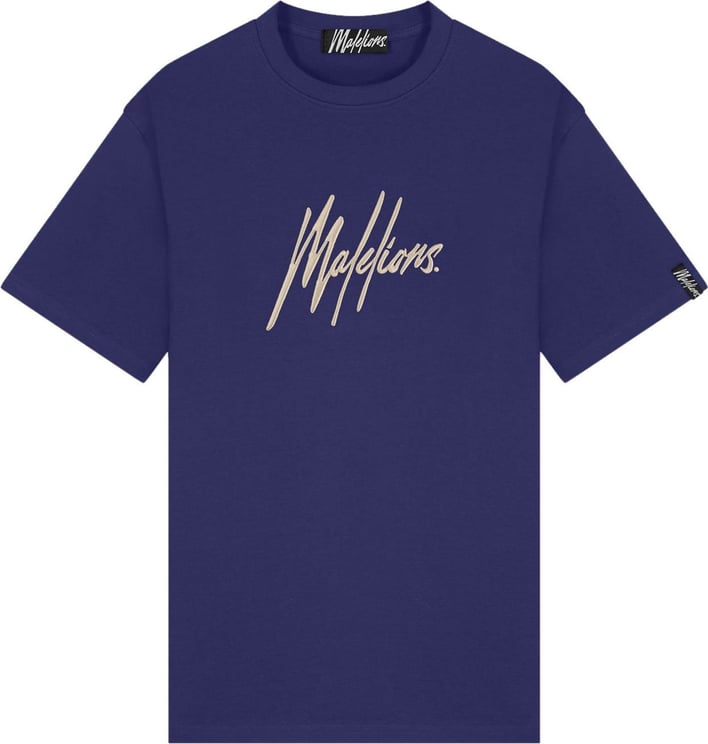 Malelions Essentials T-Shirt - Navy/Beige Blauw