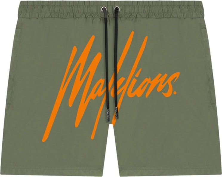 Malelions Essentials Swimshort - Army/Orange Groen