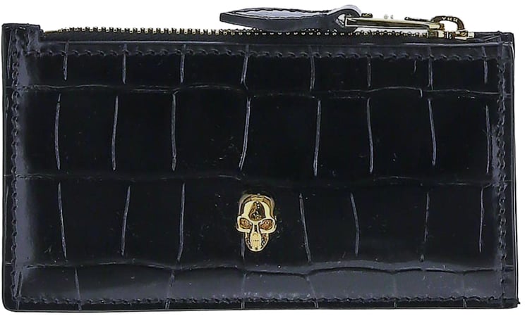 Alexander McQueen Skull Zip Card Holder Zwart