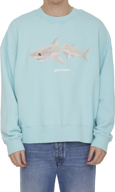 Palm Angels Shark print sweatshirt Blauw