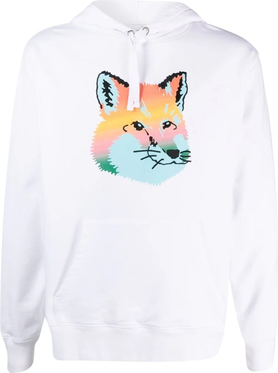 Maison Kitsuné White Vibrant Fox hoodie Wit