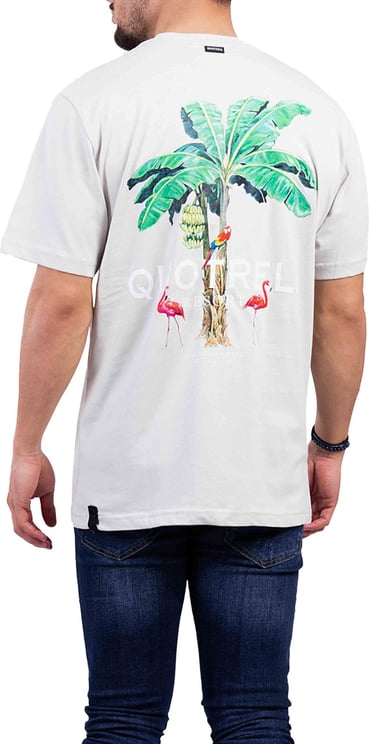 Quotrell Resort T-shirt | Stone/white Grijs