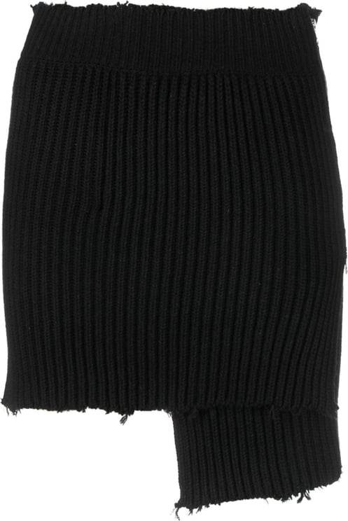 MM6 Maison Margiela Asymmetric Knitted Side Zip Skirt Zwart