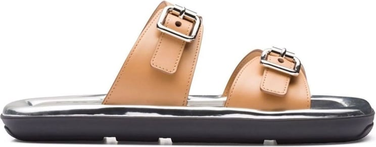 Prada Prada Leather Buckle Sandals Beige