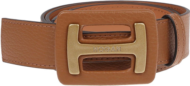 HOGAN Logo-plaque Belt Brown Bruin