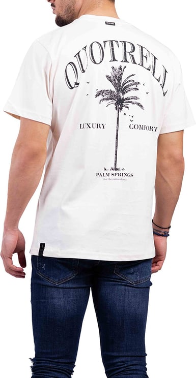Quotrell Palm Springs T-shirt | Off White / Black Wit