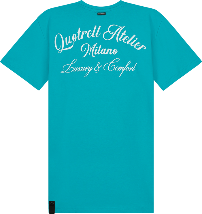 Quotrell Atelier Milano T-shirt Dress | Aqua / White Blauw