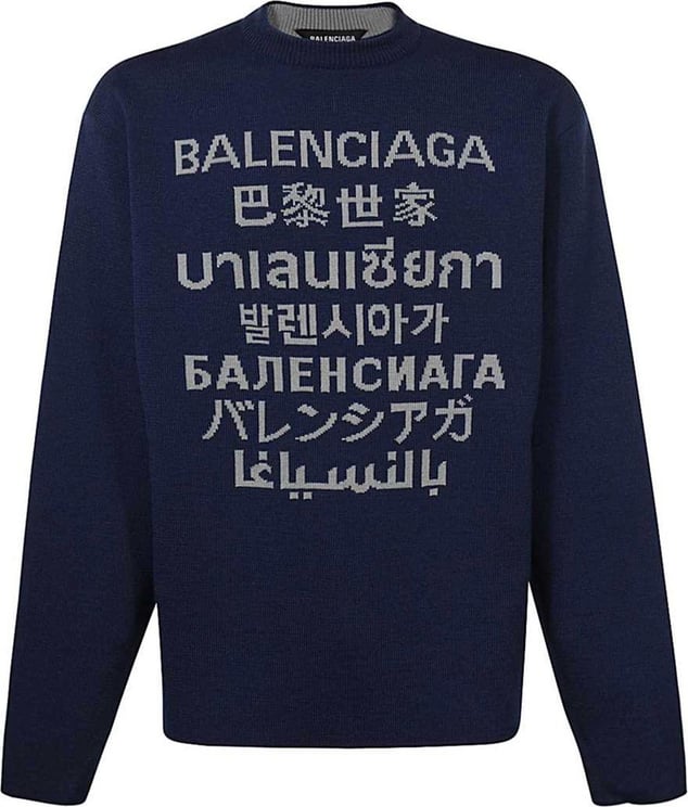 Balenciaga Balenciaga Logo Sweater Blauw
