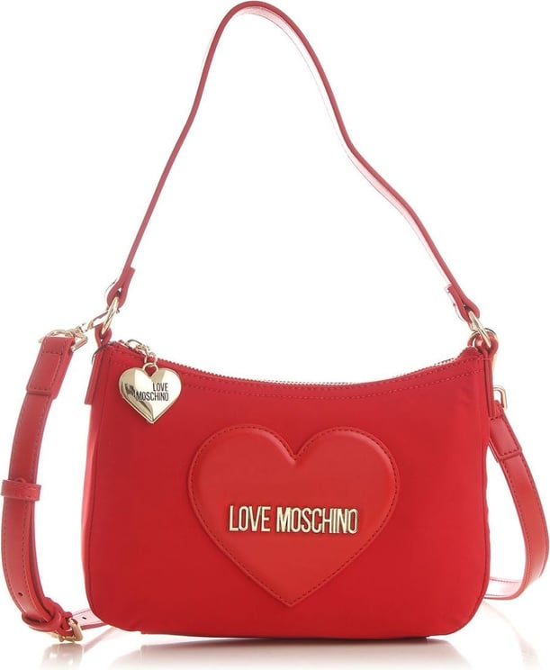 Moschino Heart Logo Hobo Shoulder Bag Rood