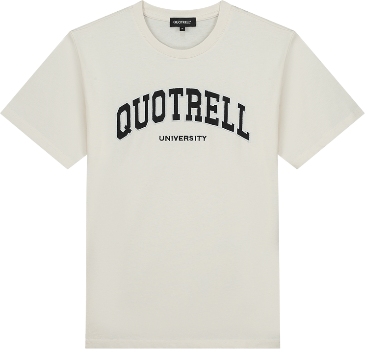Quotrell University T-shirt | Off White/black Wit