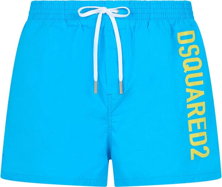 Dsquared2 Vertical Name Swimshort Blue Yellow Blauw