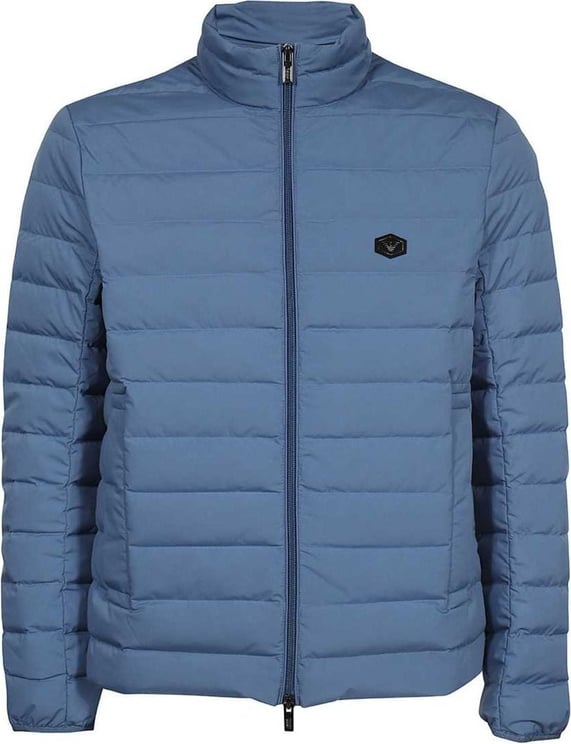 Emporio Armani Quilted nylon down jacket Blue Blauw