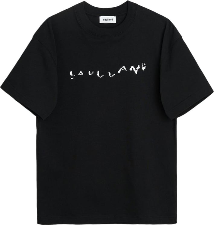 Soulland T-Shirt Print Logo Nera Zwart
