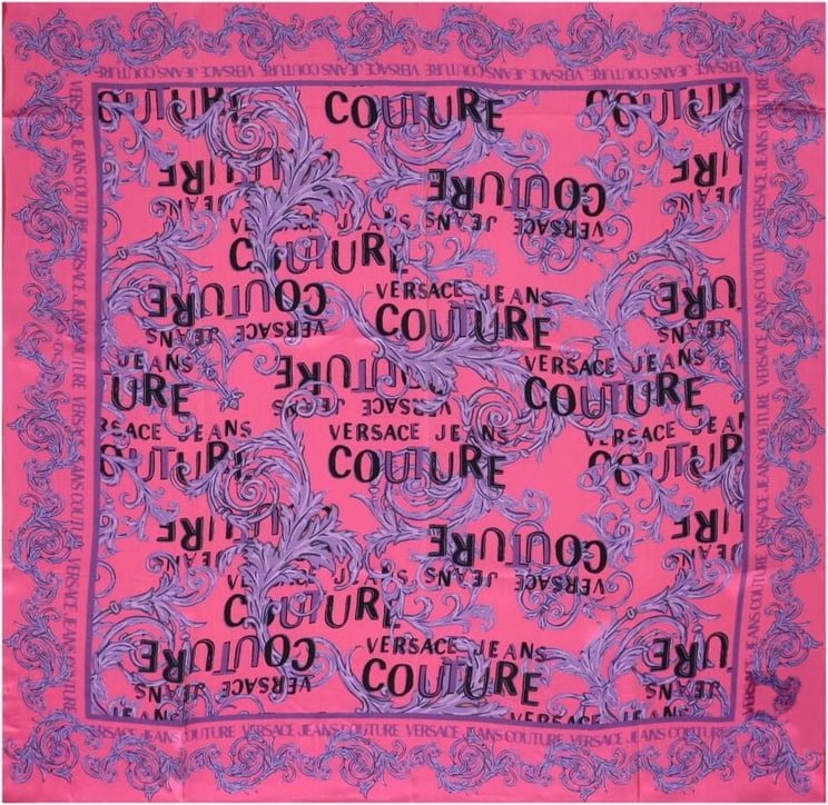 Versace Jeans Couture Logo Couture Fuchsia Foulard Scarf Pink Roze
